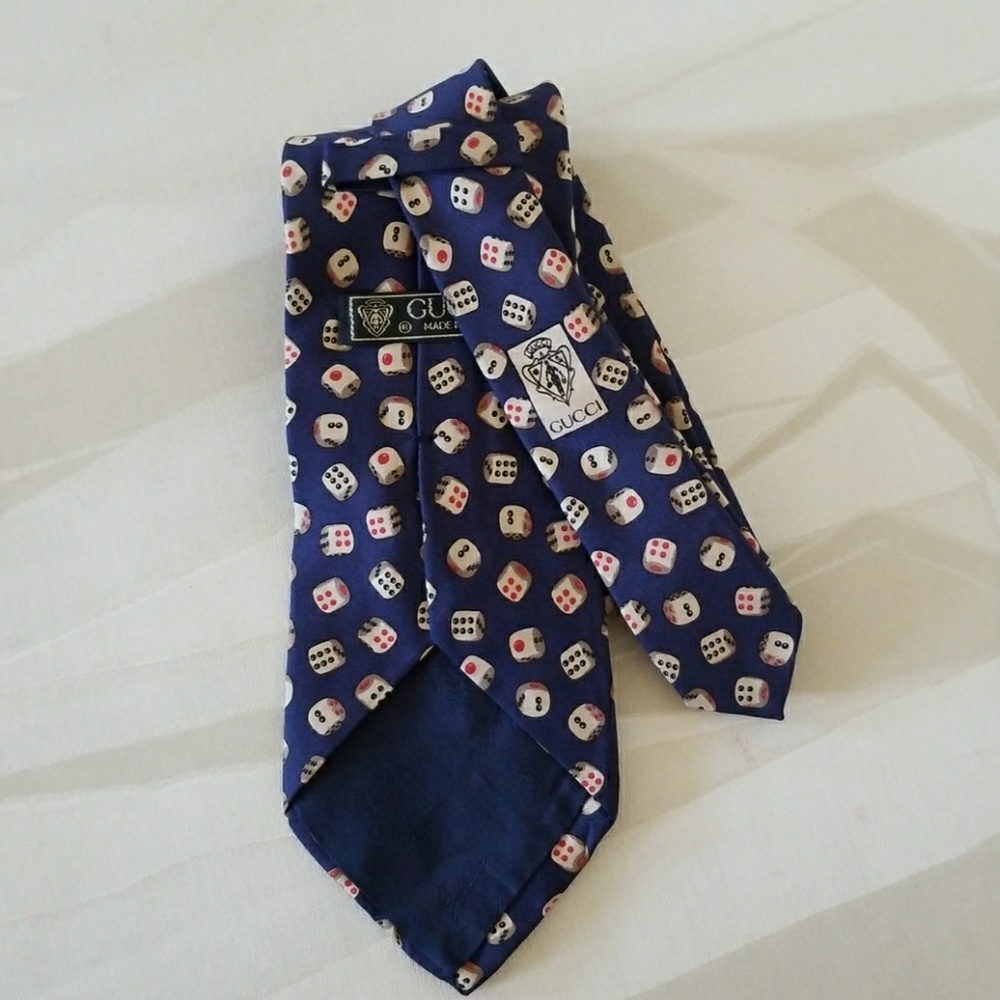 Gucci Novelty Craps Dice Die Tie Navy - Picture 2 of 4